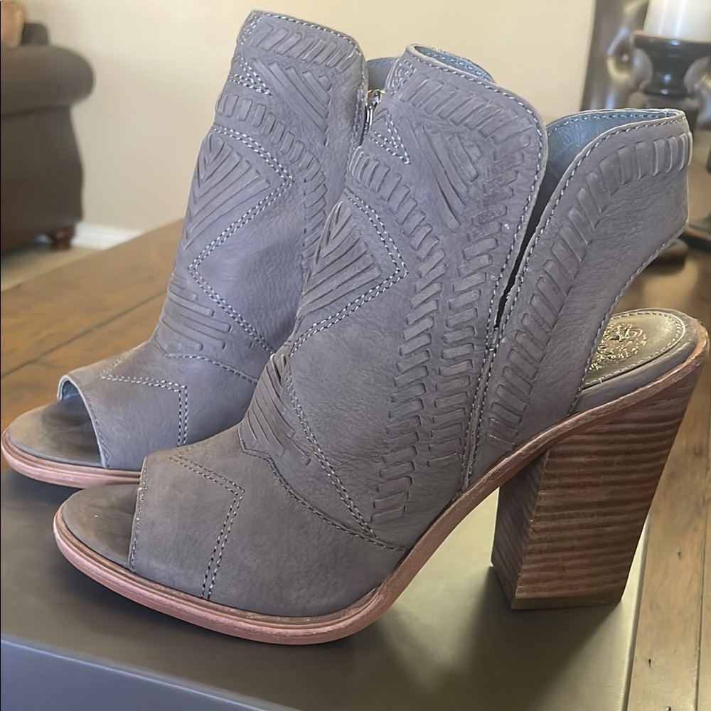 Vince Camuto VC Karinta Gray Heeled Boots with Perforated Design. New in box. 7